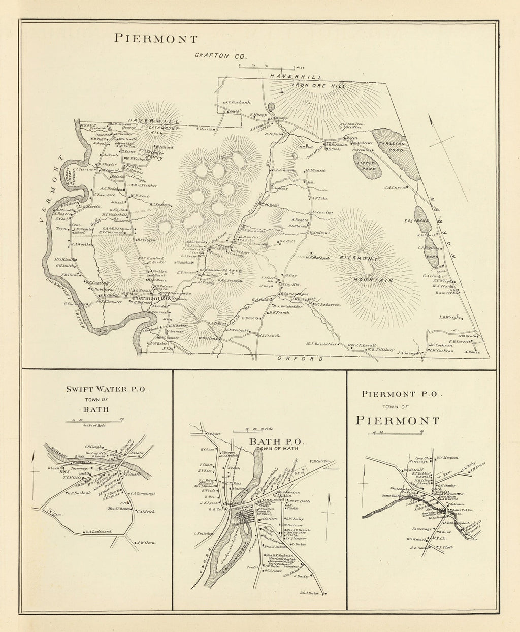 Vintage Map of Piermont, New Hampshire 1892