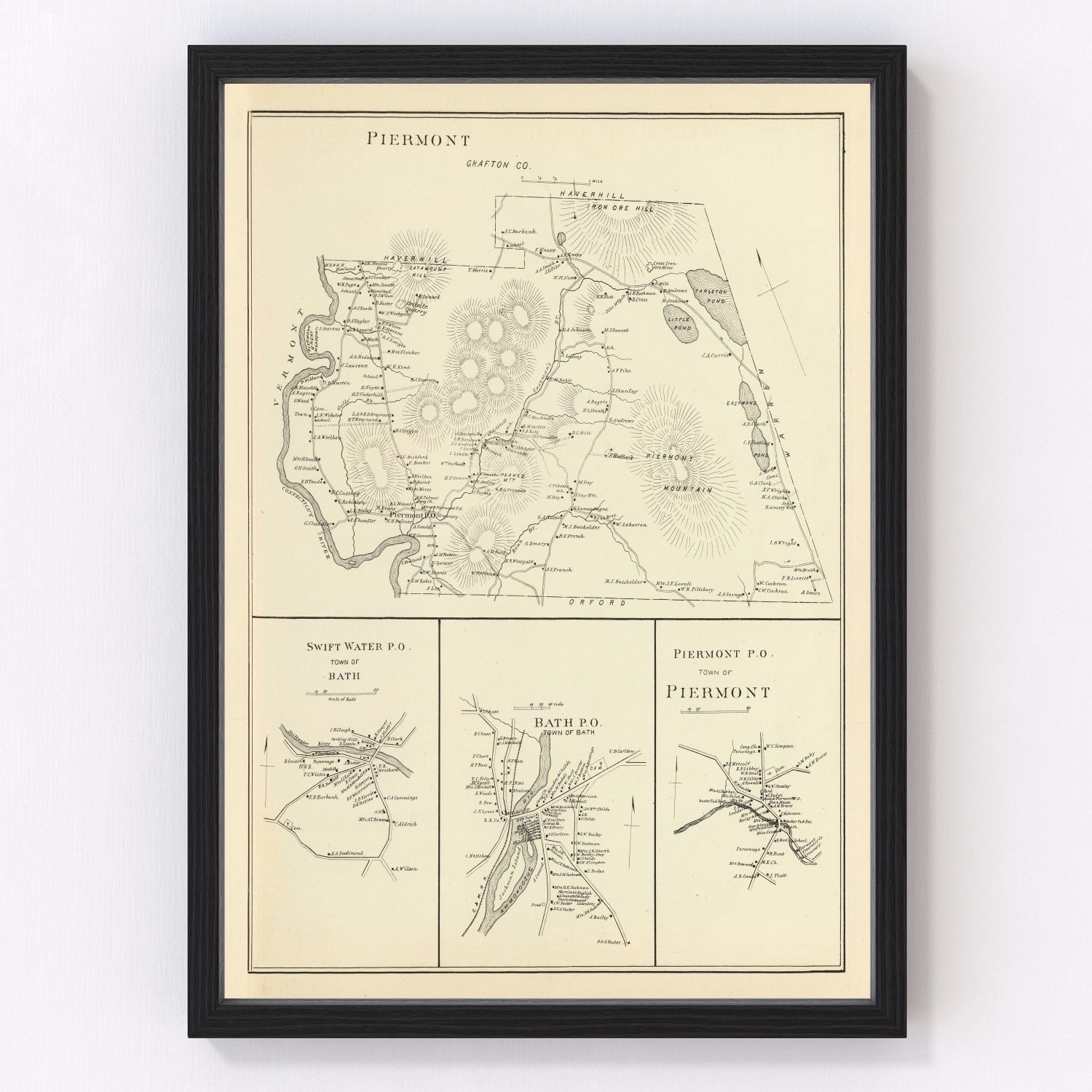 Vintage Map of Piermont, New Hampshire 1892