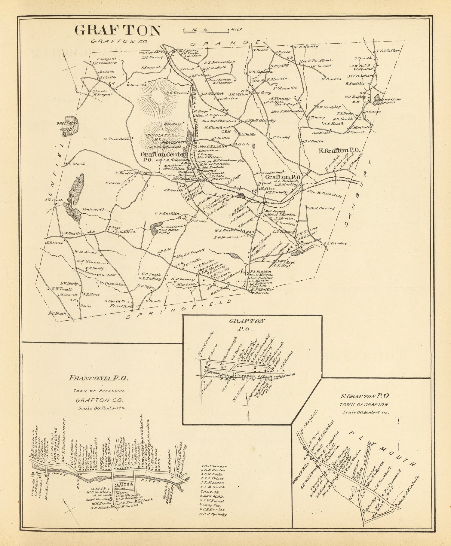 Vintage Map of Franconia, New Hampshire 1892