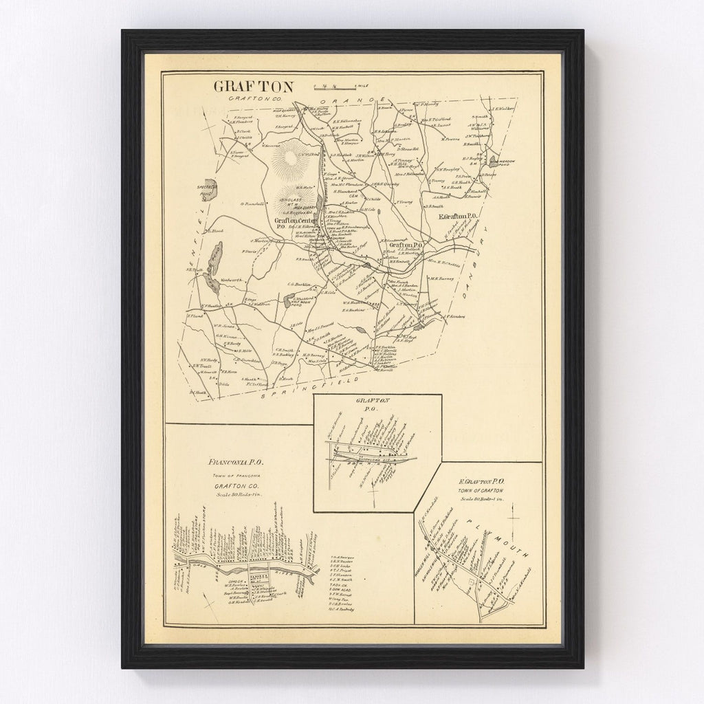 Vintage Map of Franconia, New Hampshire 1892