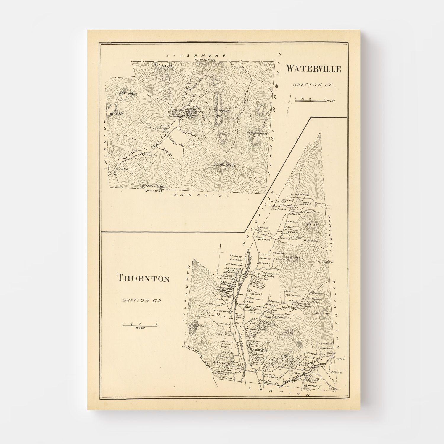 Vintage Map of Thornton, New Hampshire 1892