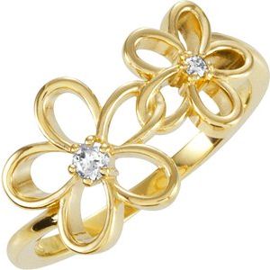 14K Yellow Gold .07 CTW Natural Diamond Floral Ring