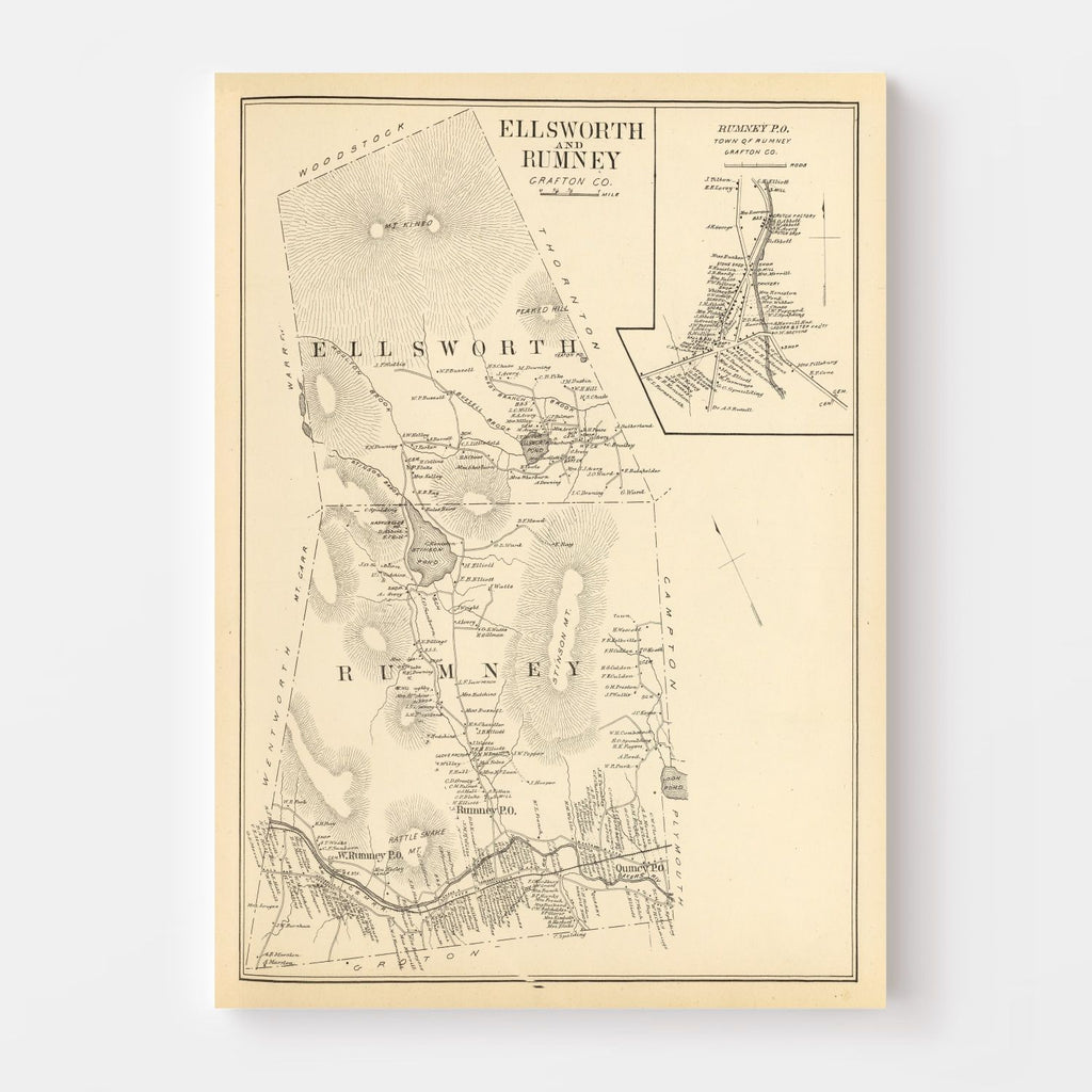 Vintage Map of Ellsworth, New Hampshire 1892