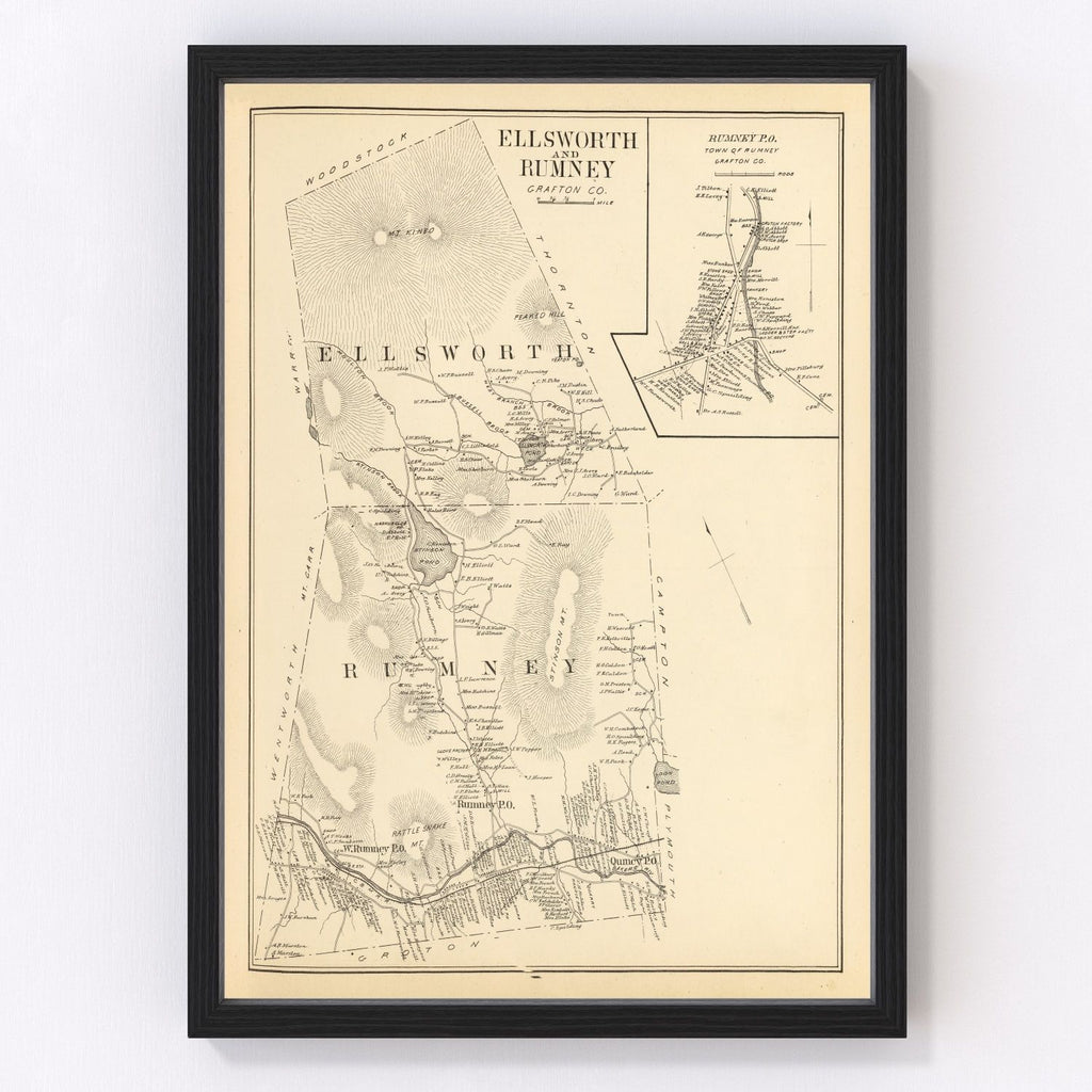 Vintage Map of Ellsworth, New Hampshire 1892