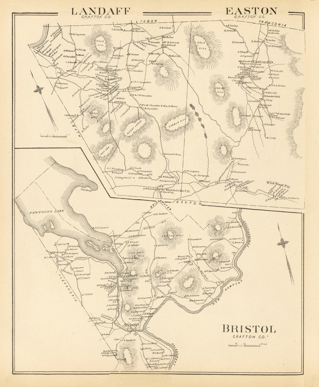 Vintage Map of Easton, New Hampshire 1892