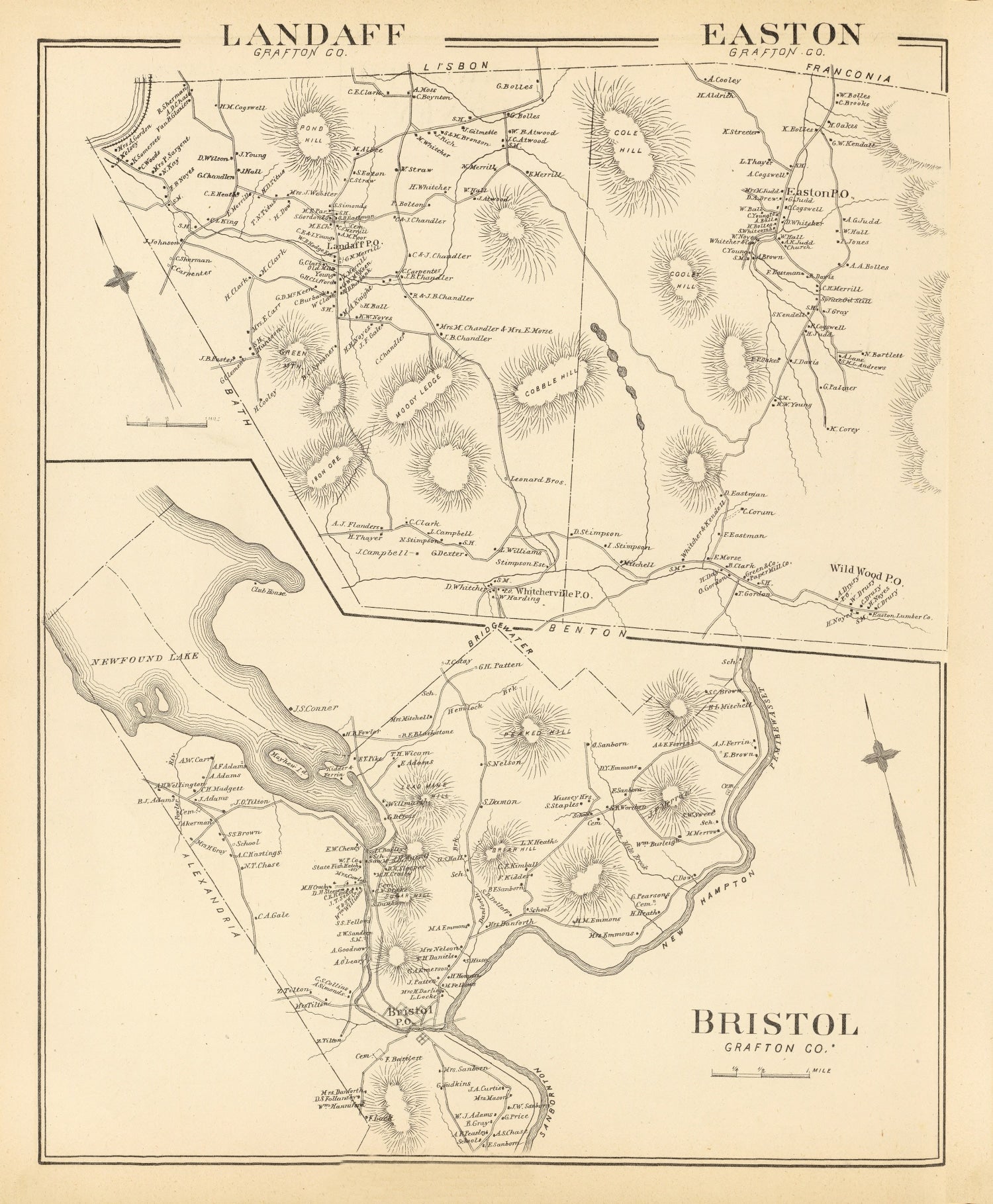 Vintage Map of Easton, New Hampshire 1892