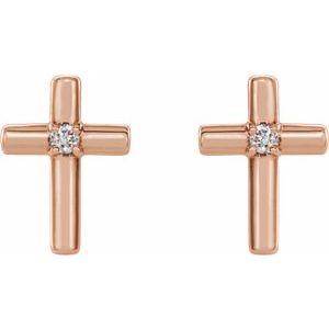 14K Rose Gold .01 CTW Natural Diamond Cross Earrings – image 2