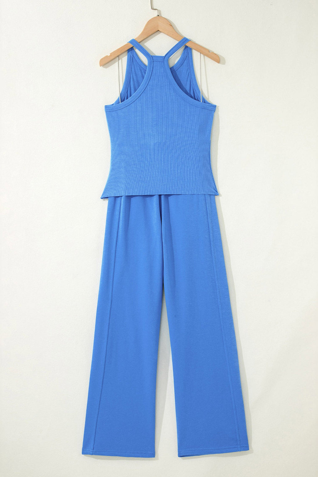 Solid Ribbed Tank Top & Sweatpants Set