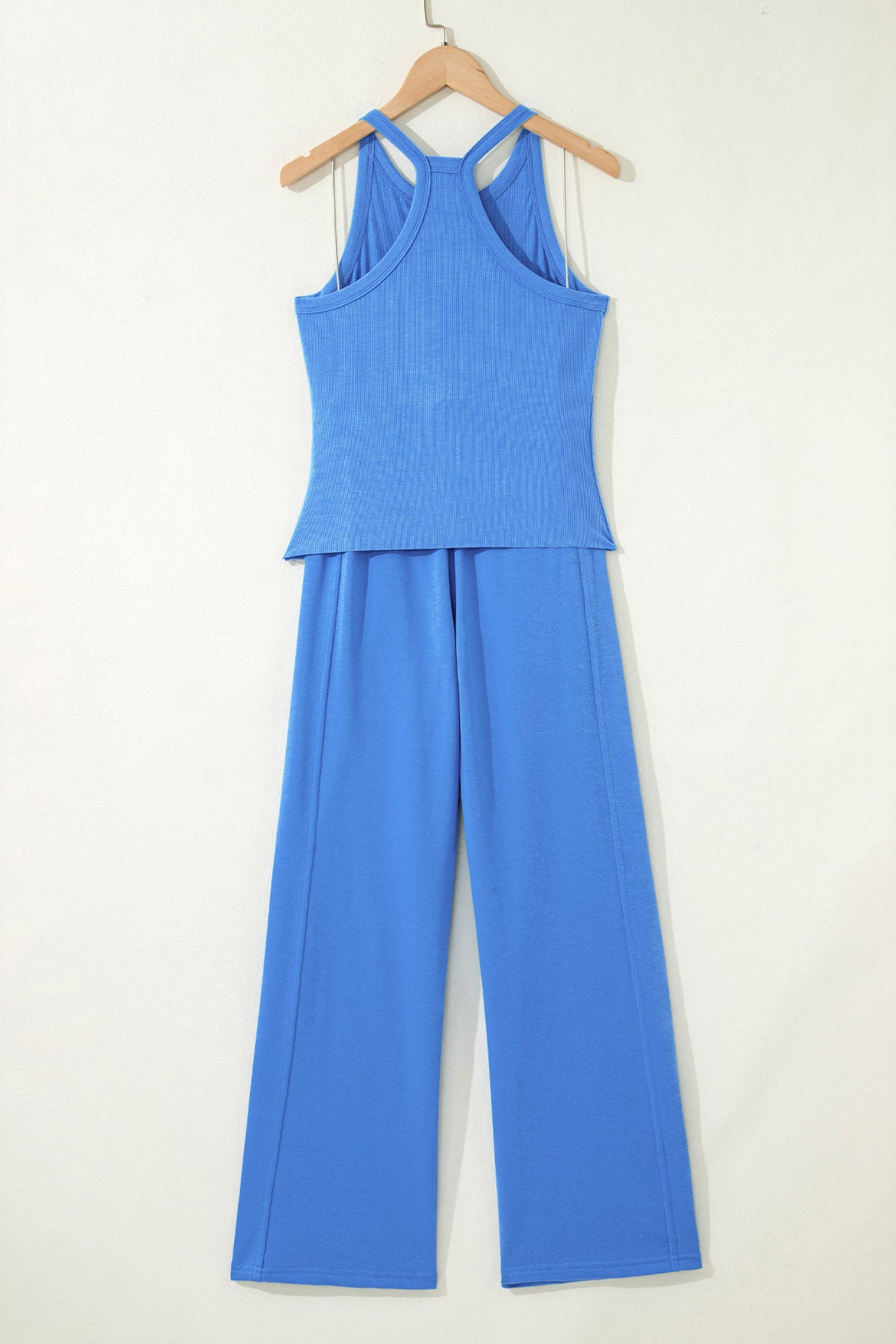 Solid Ribbed Tank Top & Sweatpants Set