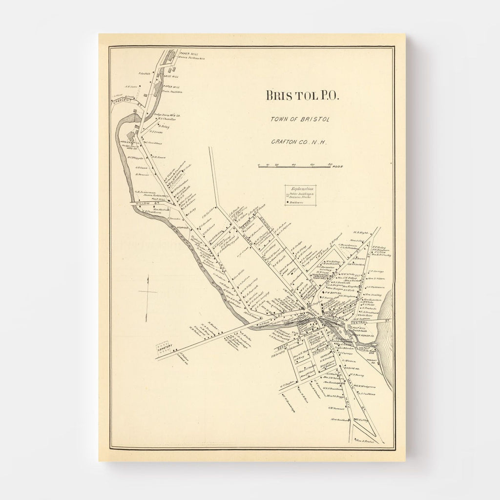 Vintage Map of Bristol, New Hampshire 1892