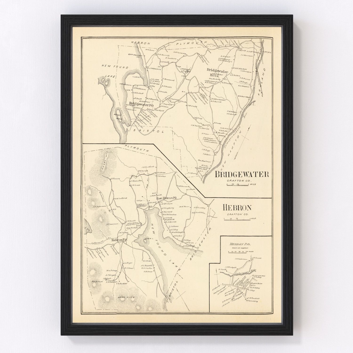 Vintage Map of Bridgewater, New Hampshire 1892