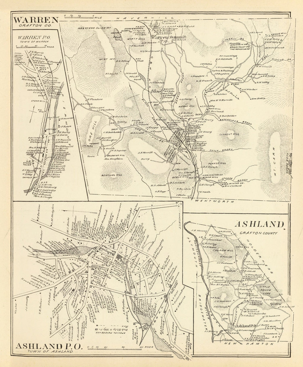 Vintage Map of Ashland, New Hampshire 1892