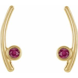 14K Yellow Gold Lab-Grown Ruby Ear Climbers – image 2