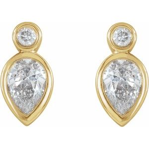 14K Yellow Gold 1/3 CTW Natural Diamond Bezel-Set Earrings – image 2