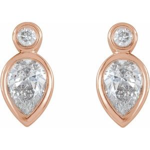 14K Rose Gold 1/3 CTW Natural Diamond Bezel-Set Earrings – image 2