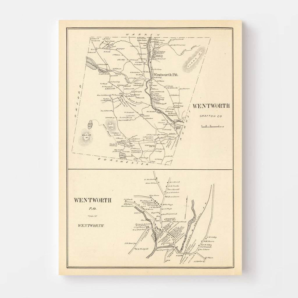 Vintage Map of Wentworth, New Hampshire 1892