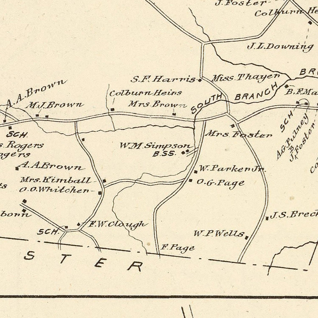 Vintage Map of Wentworth, New Hampshire 1892
