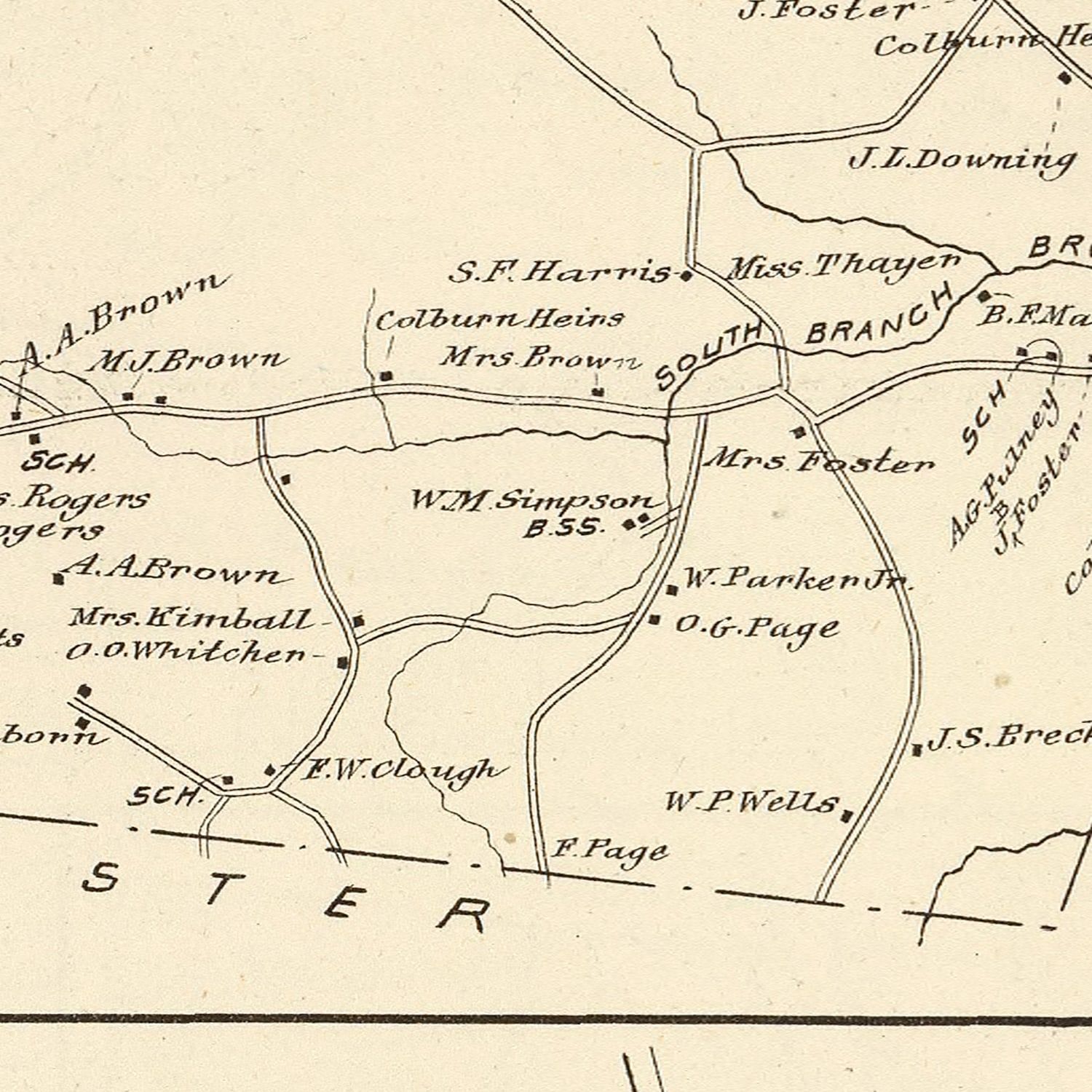Vintage Map of Wentworth, New Hampshire 1892