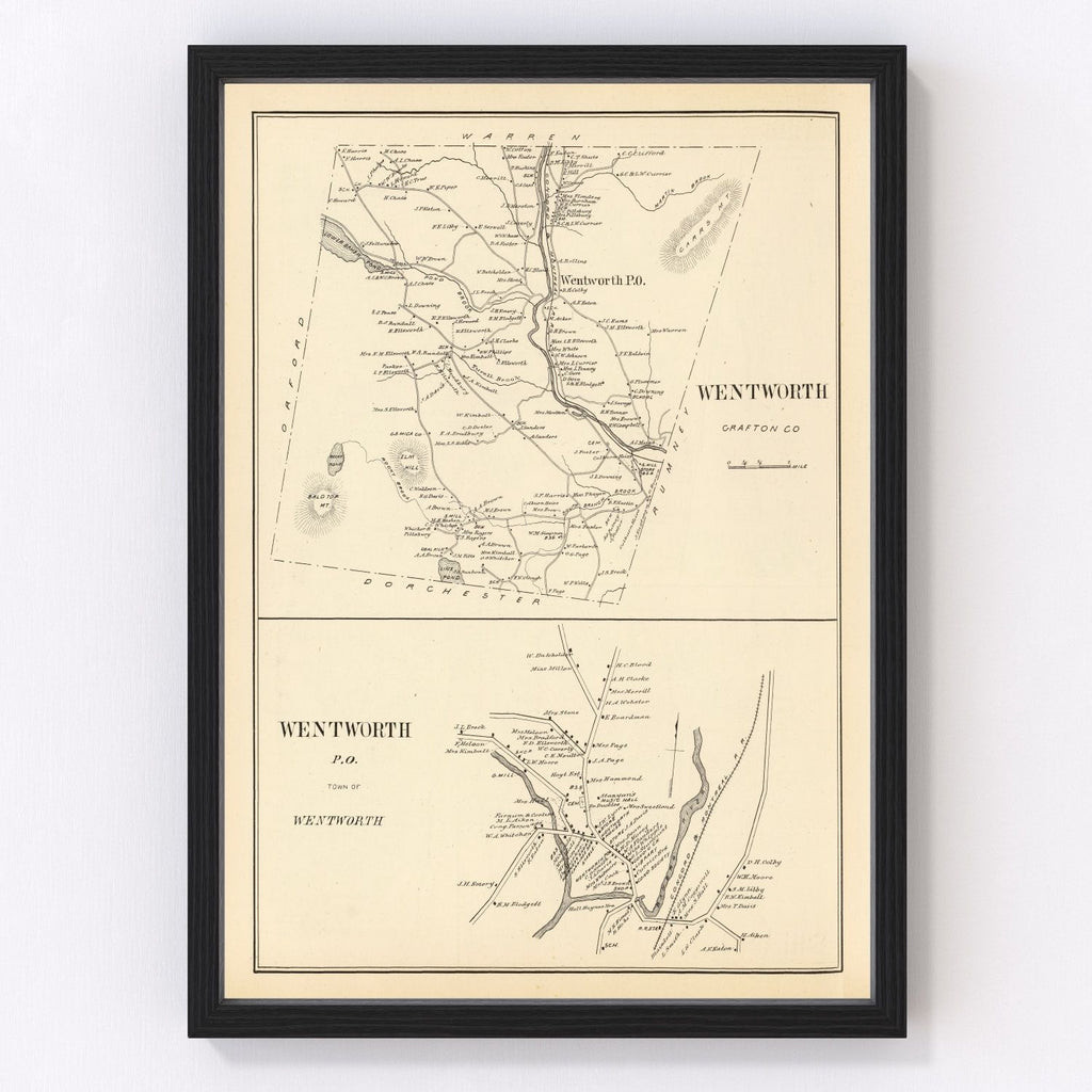 Vintage Map of Wentworth, New Hampshire 1892