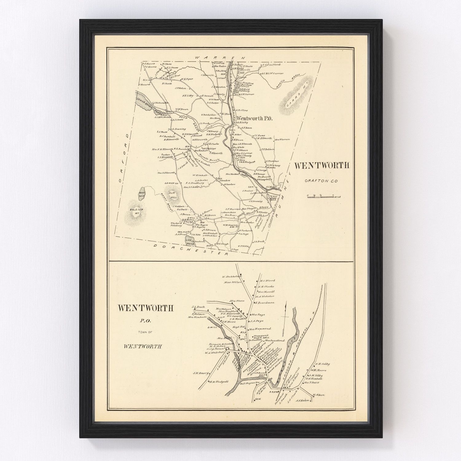 Vintage Map of Wentworth, New Hampshire 1892
