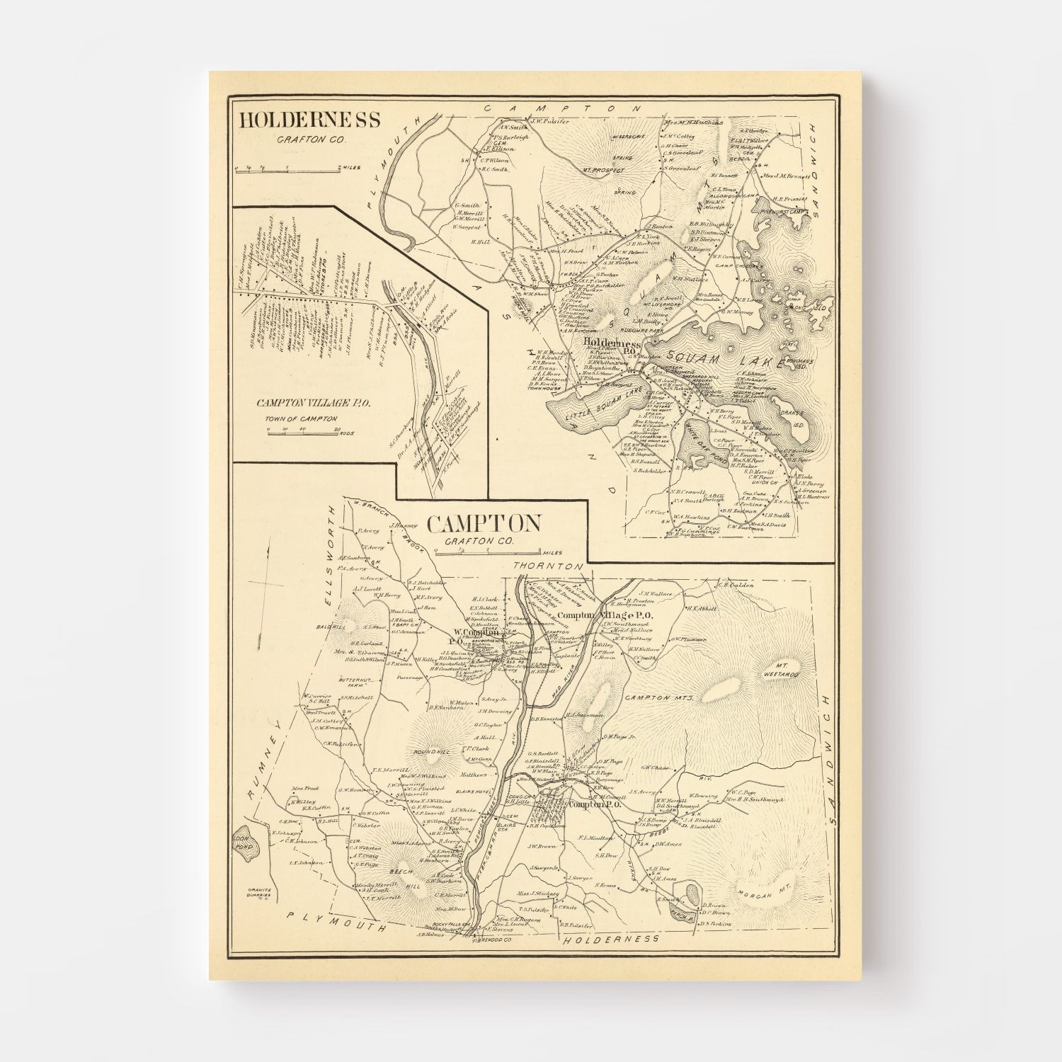 Vintage Map of Campton, New Hampshire 1892