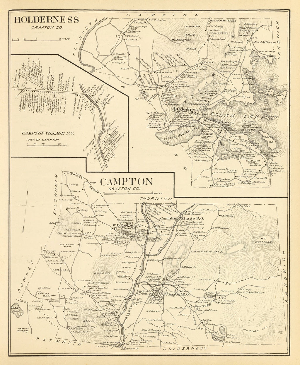 Vintage Map of Campton, New Hampshire 1892