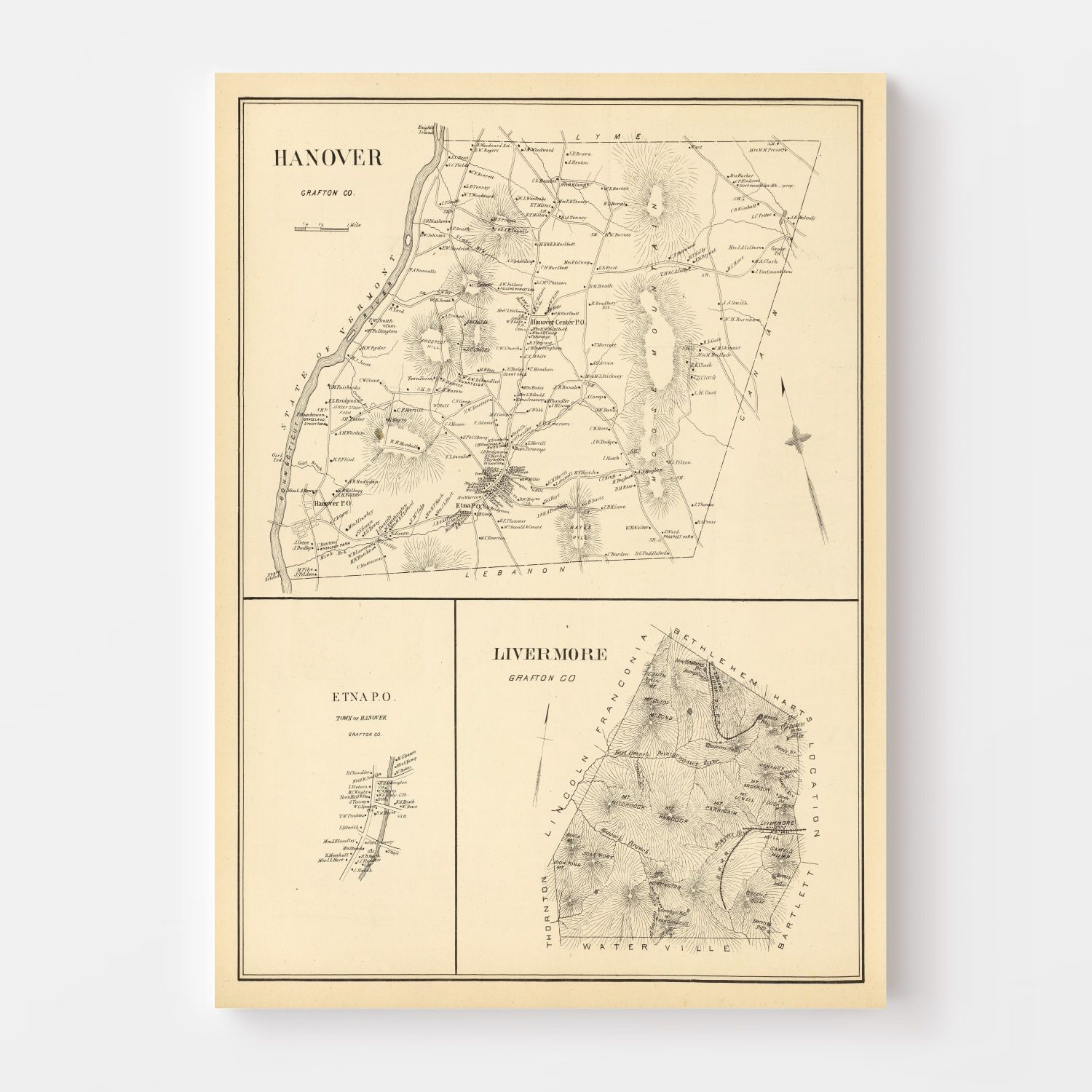 Vintage Map of Hanover, New Hampshire 1892