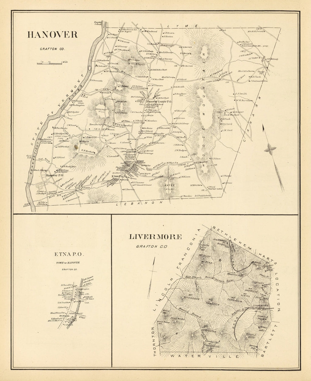 Vintage Map of Hanover, New Hampshire 1892