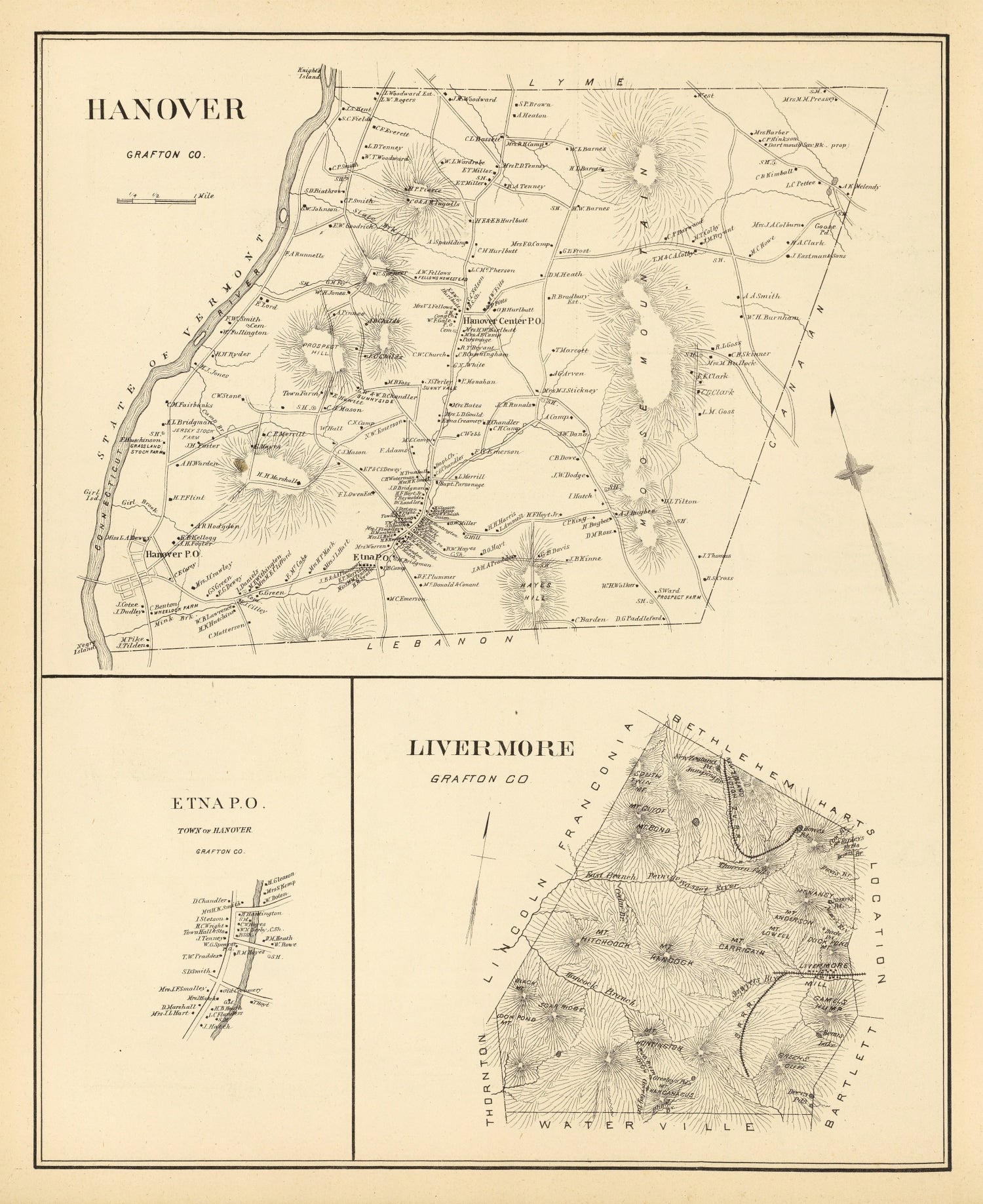 Vintage Map of Hanover, New Hampshire 1892