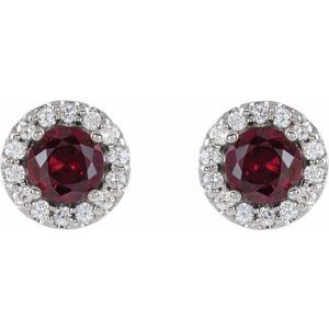 14K White Gold Lab-Grown Ruby & 1/3 CTW Natural Diamond Earrings – image 2