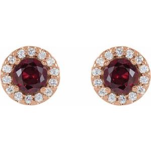 14K Rose Gold 5 mm Lab-Grown Ruby & 1/4 CTW Natural Diamond Earrings – image 2
