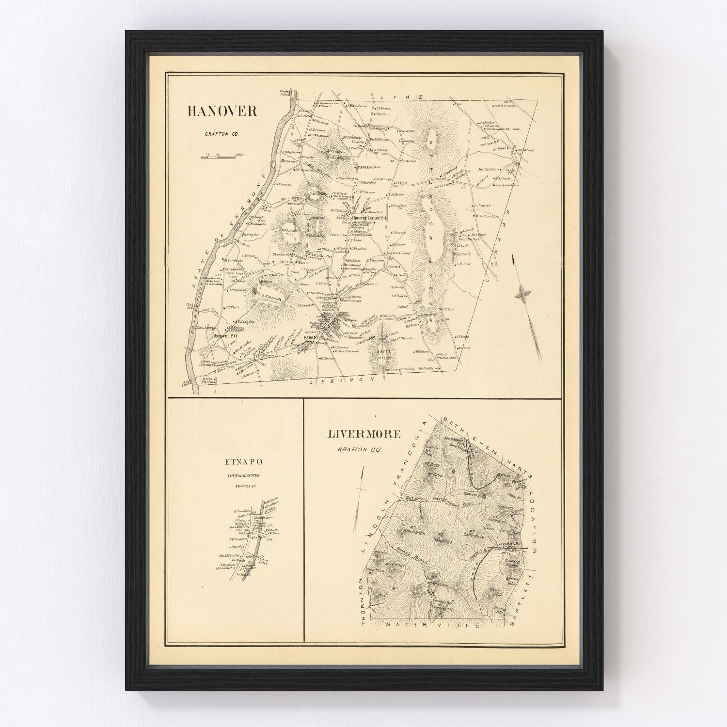 Vintage Map of Hanover, New Hampshire 1892