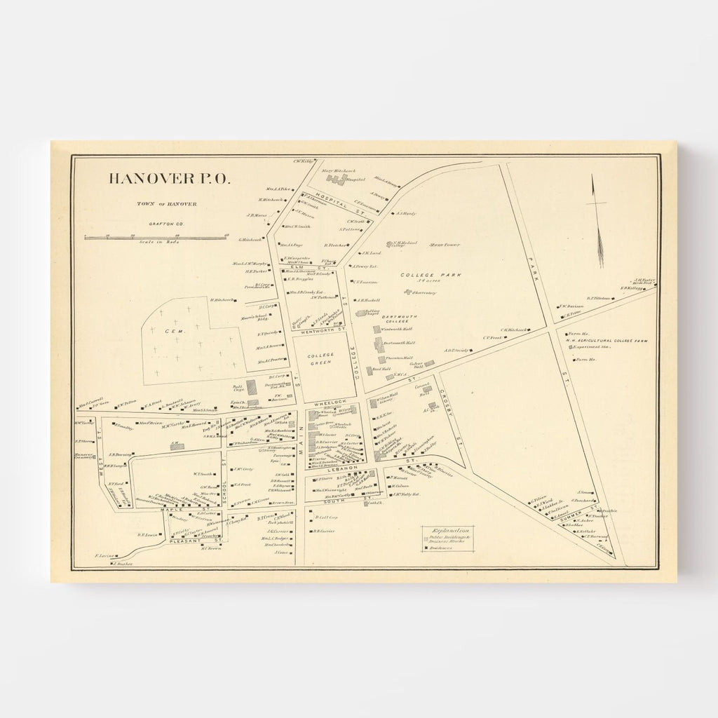 Vintage Map of Hanover, New Hampshire 1892