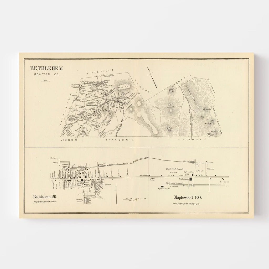 Vintage Map of Bethlehem, New Hampshire 1892