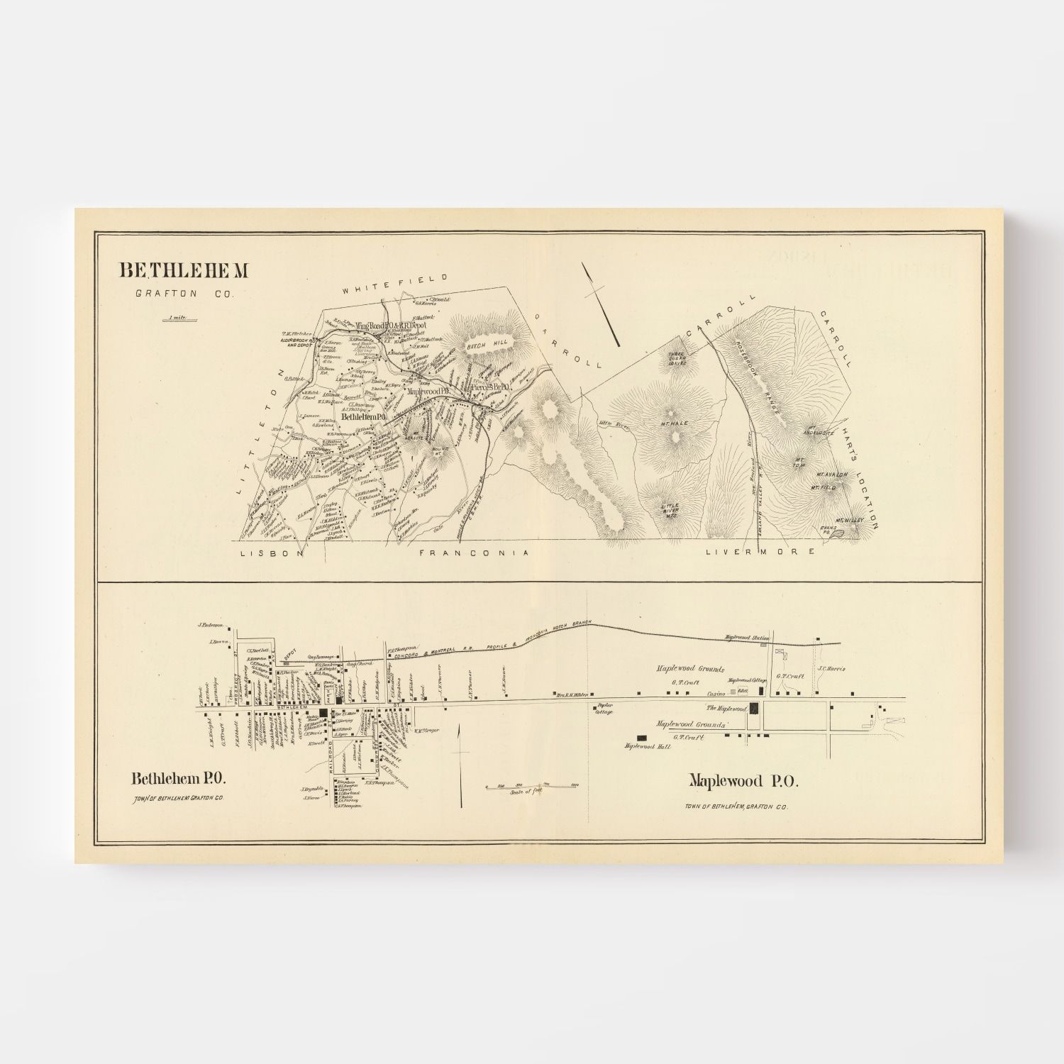 Vintage Map of Bethlehem, New Hampshire 1892