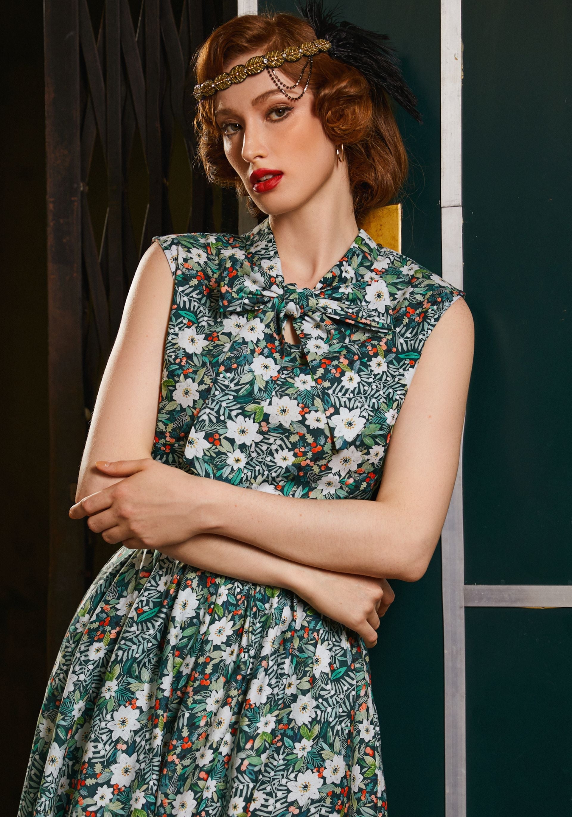 Winter Floral Bow Top