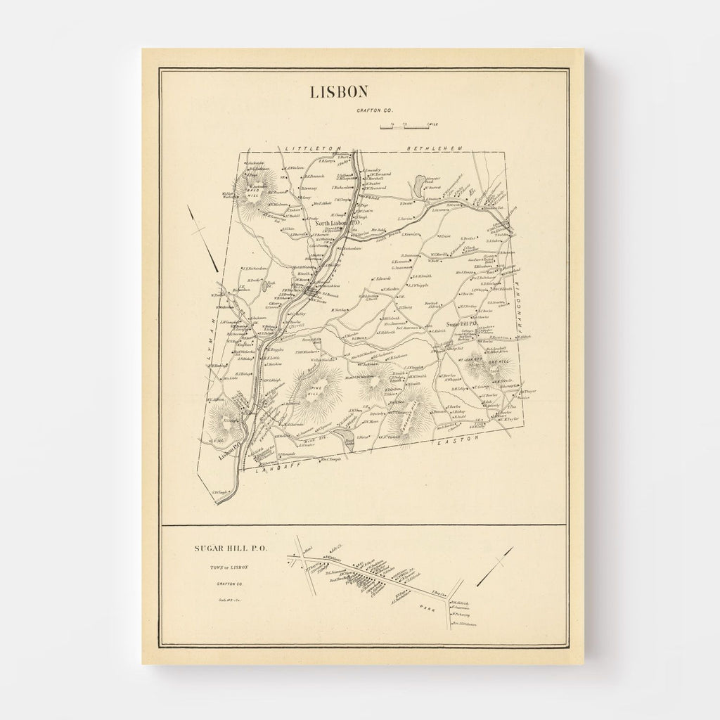 Vintage Map of Lisbon, New Hampshire 1892