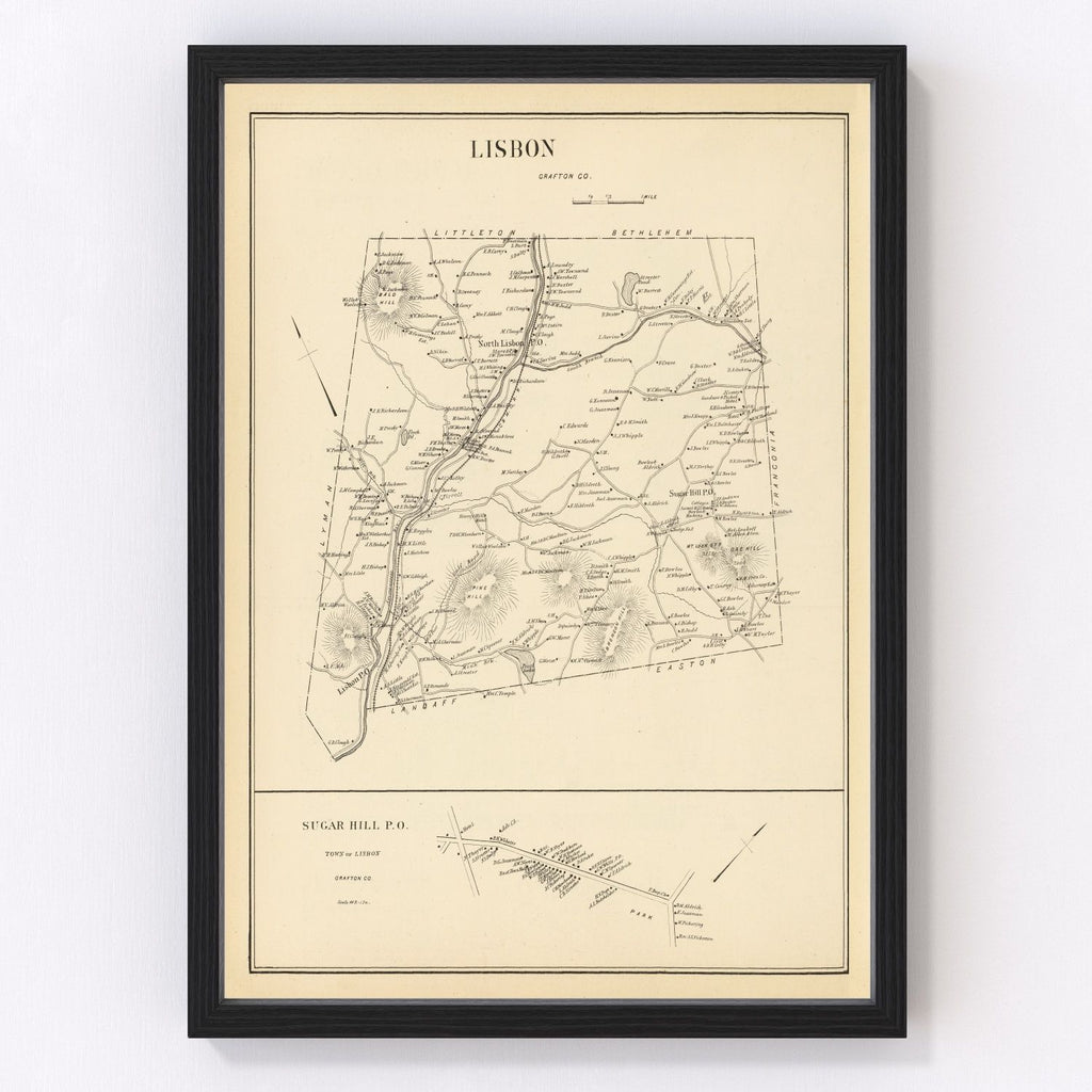 Vintage Map of Lisbon, New Hampshire 1892