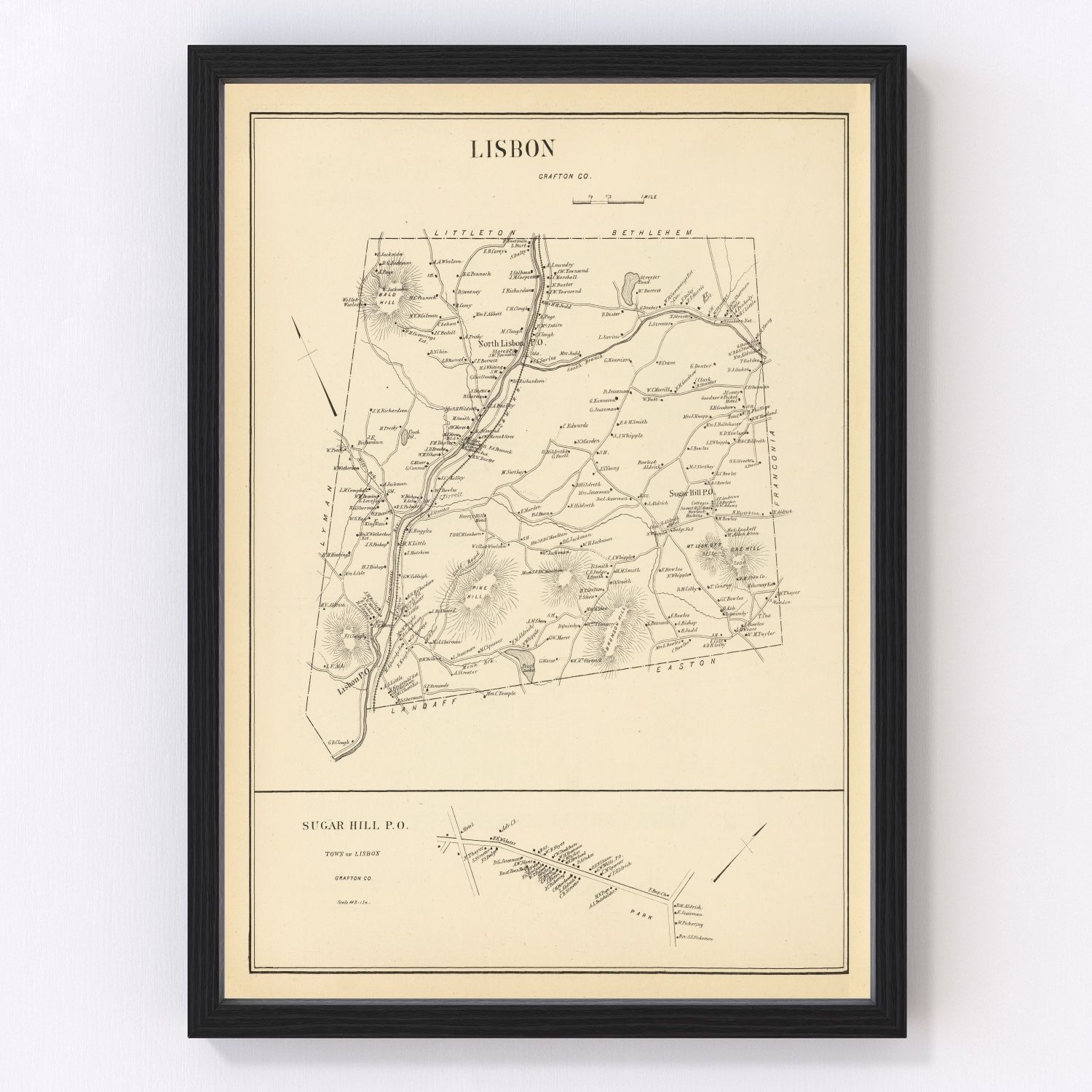 Vintage Map of Lisbon, New Hampshire 1892