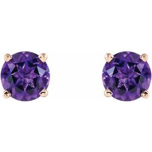 14K Rose Gold 5 mm Natural Amethyst Earrings – image 2