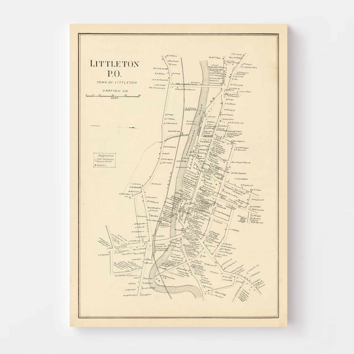 Vintage Map of Littleton, New Hampshire 1892