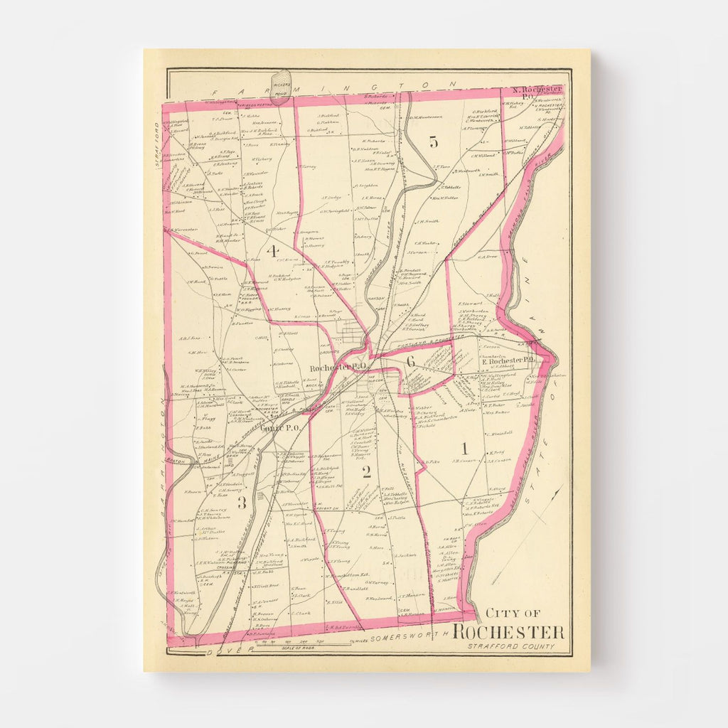 Vintage Map of Rochester, New Hampshire 1892
