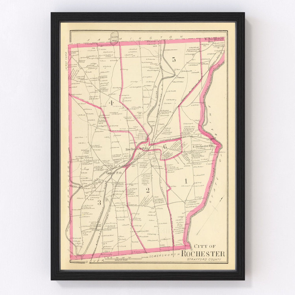 Vintage Map of Rochester, New Hampshire 1892