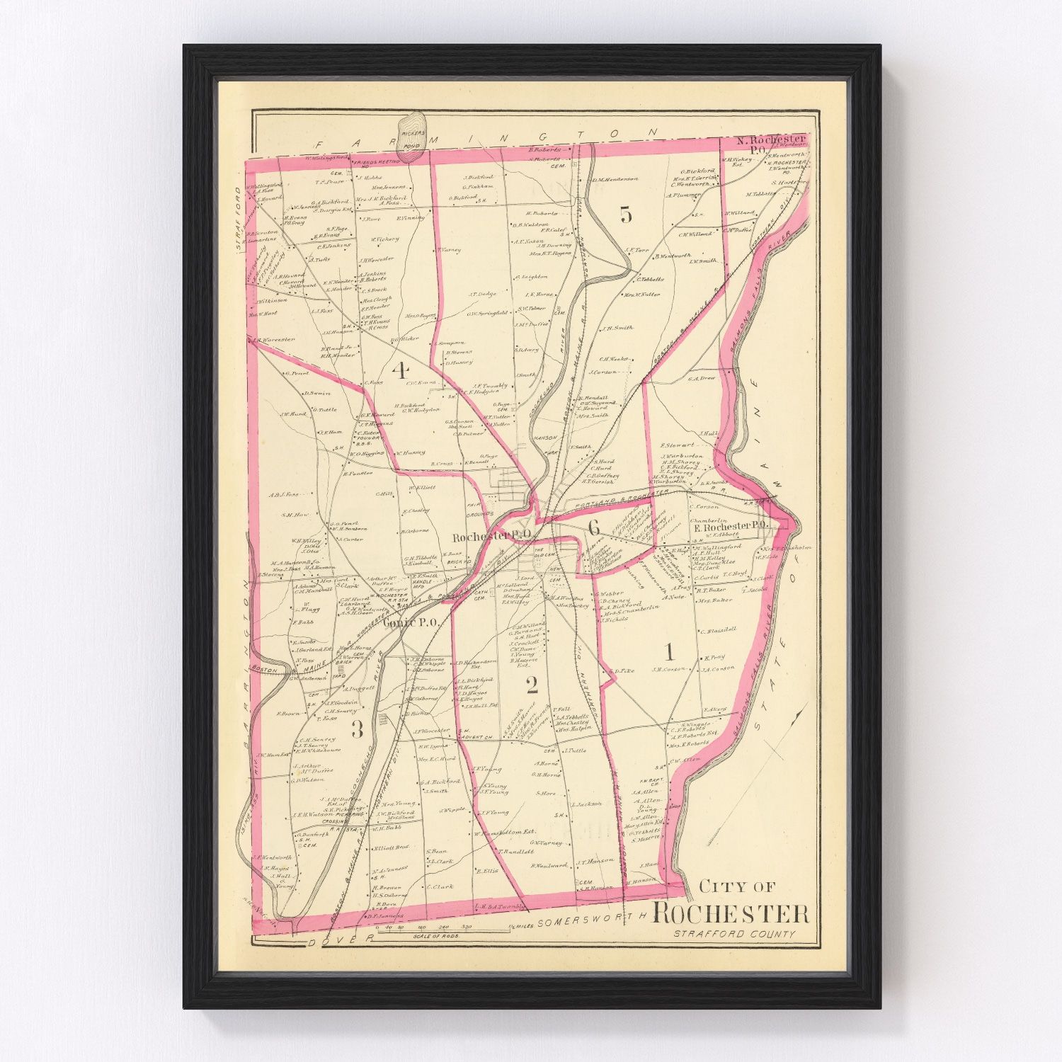 Vintage Map of Rochester, New Hampshire 1892