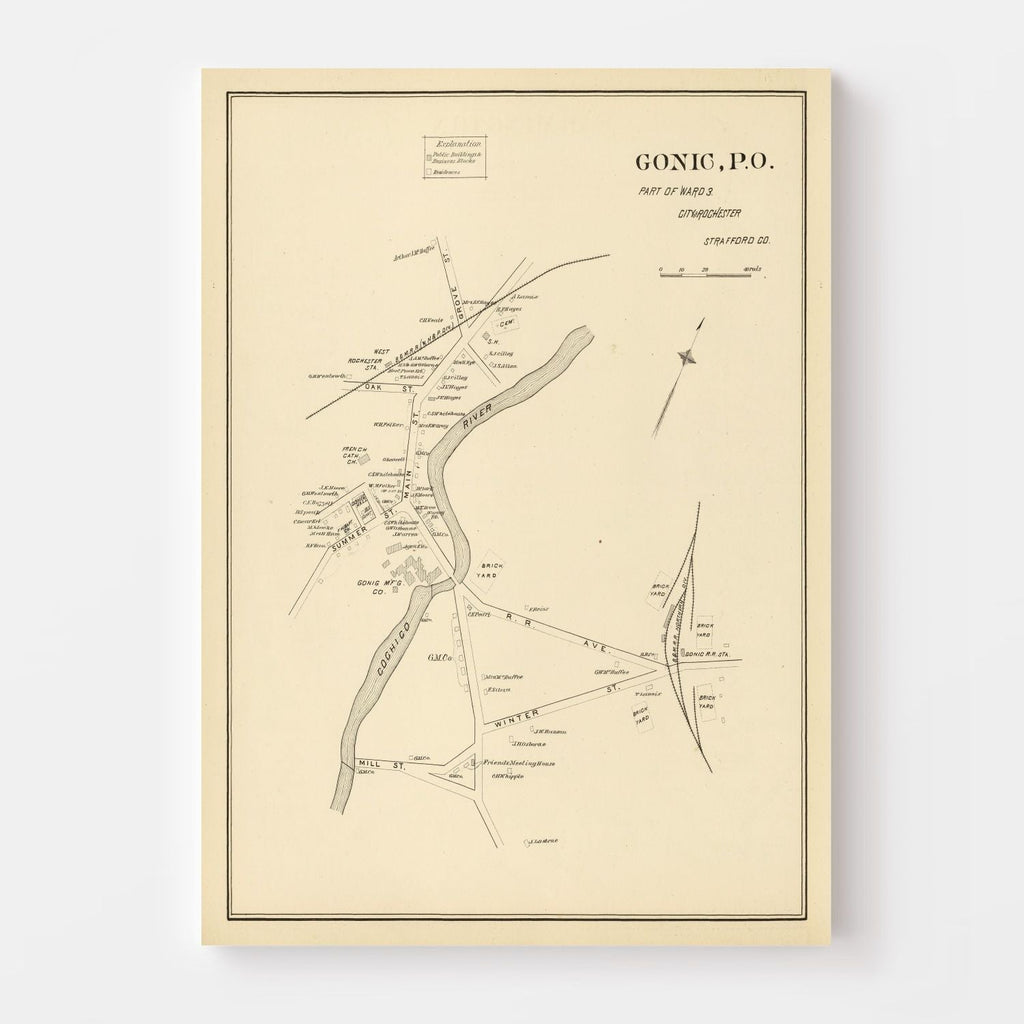Vintage Map of Gonic, New Hampshire 1892