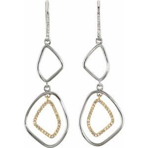 Sterling Silver & 14K Yellow Gold 3/8 CTW Natural Diamond Open Silhouette Earrings – image 2