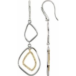 Sterling Silver & 14K Yellow Gold 3/8 CTW Natural Diamond Open Silhouette Earrings