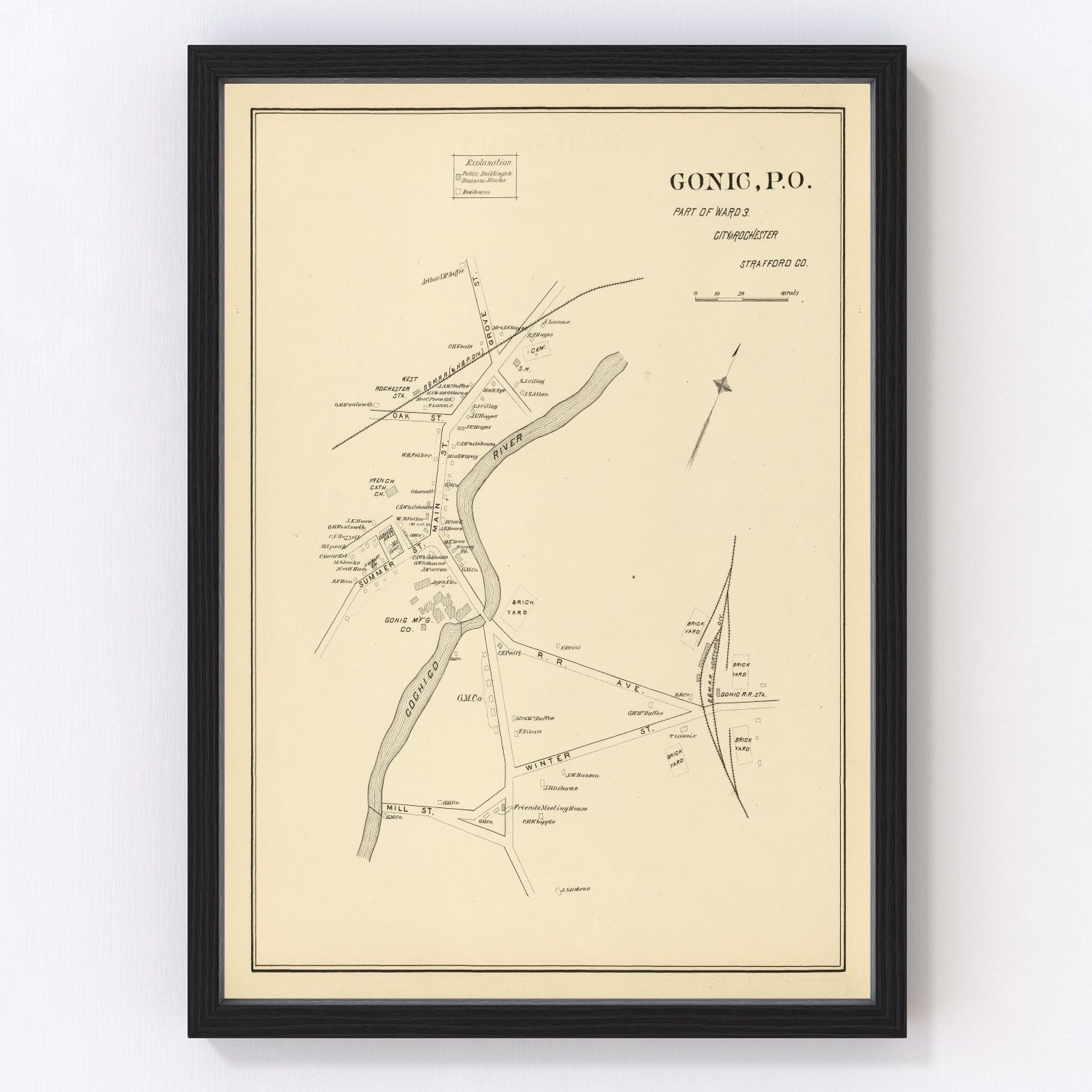 Vintage Map of Gonic, New Hampshire 1892