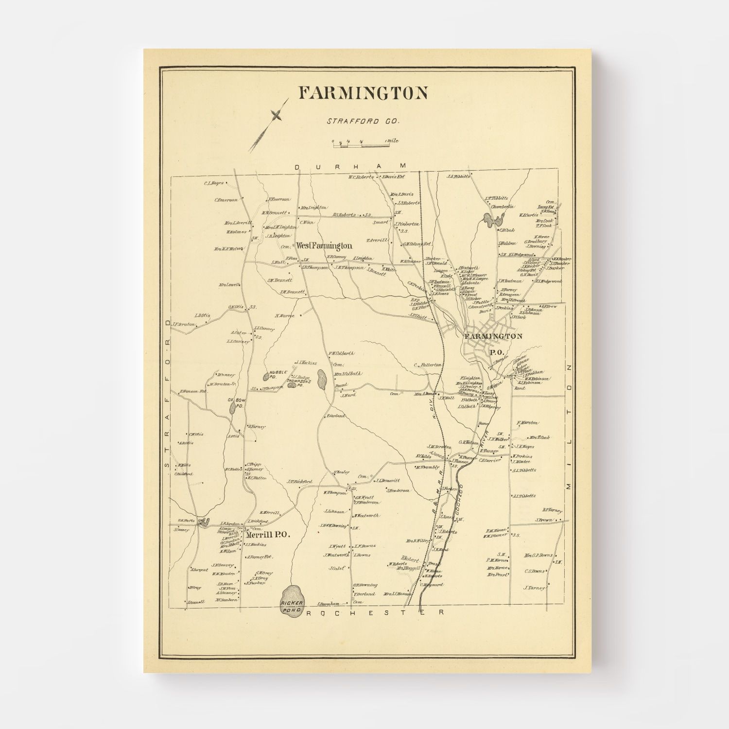 Vintage Map of Farmington, New Hampshire 1892