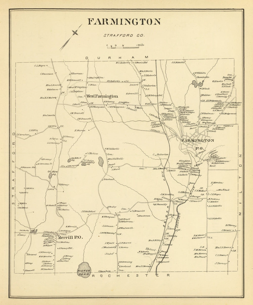 Vintage Map of Farmington, New Hampshire 1892